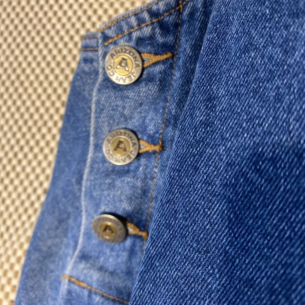 Vintage Arizona Jumper Dress 20W Blue Denim Knee Length Front Pockets Overall - Picture 4 of 6